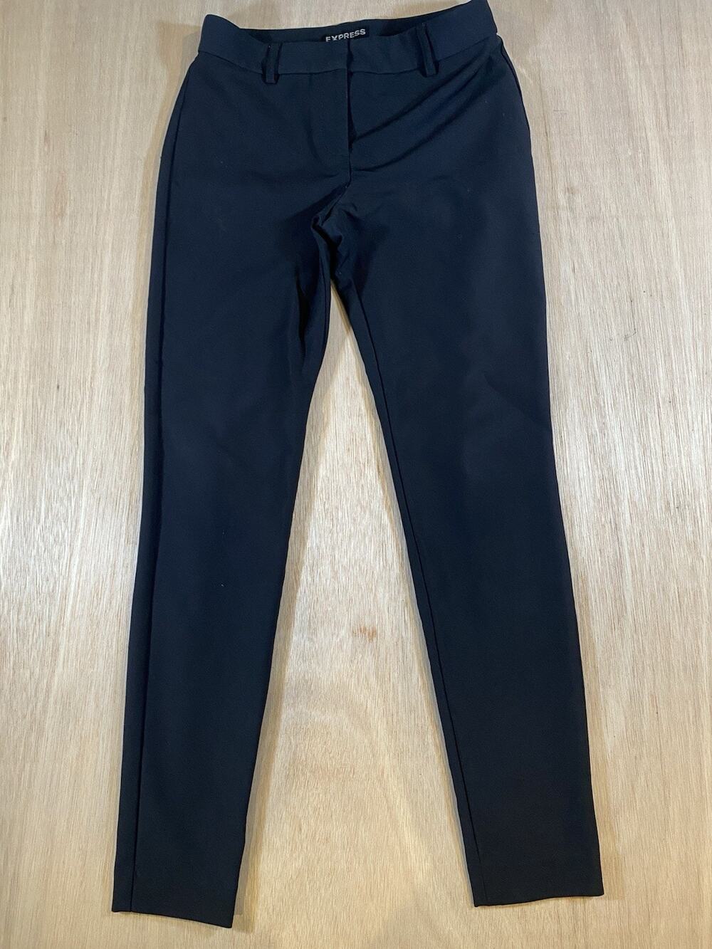Express Flat Front Dress Career Pants with Front Slash Pockets Skinny Size 2R